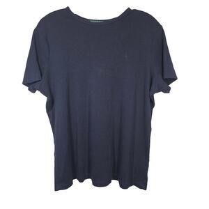 Lauren Ralph Lauren Navy Blue Short Sleeve 100% Cotton Tee Shirt Women's Size 1X